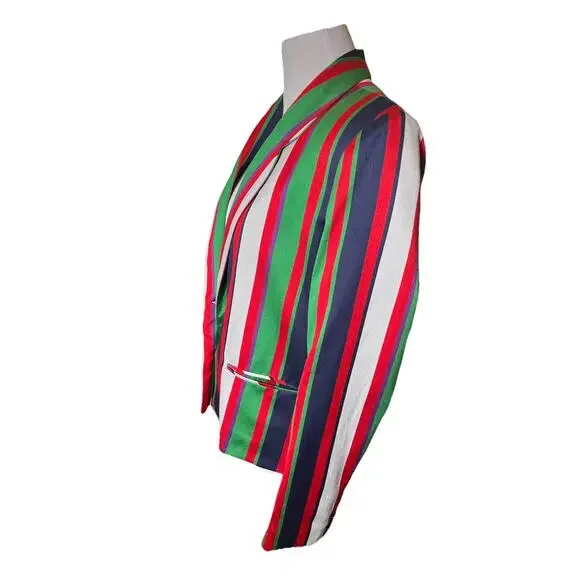 Vintage‎ 1970s Jupe Blazer Women’s Silk Blend Multicolor Stripe ILGWU Union Made - Picture 14 of 16